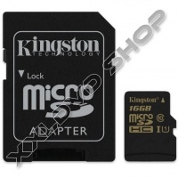 KINGSTON 16GB MICRO SDHC MEMÓRIAKÁRTYA UHS-I CLASS 10 (90/45 MB/S) + ADAPTER