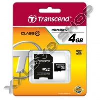 TRANSCEND 4GB MICRO SDHC MEMÓRIAKÁRTYA CLASS 4 + ADAPTER 